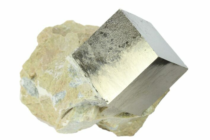 .82" Shiny, Natural Pyrite Cube In Rock - Navajun, Spain